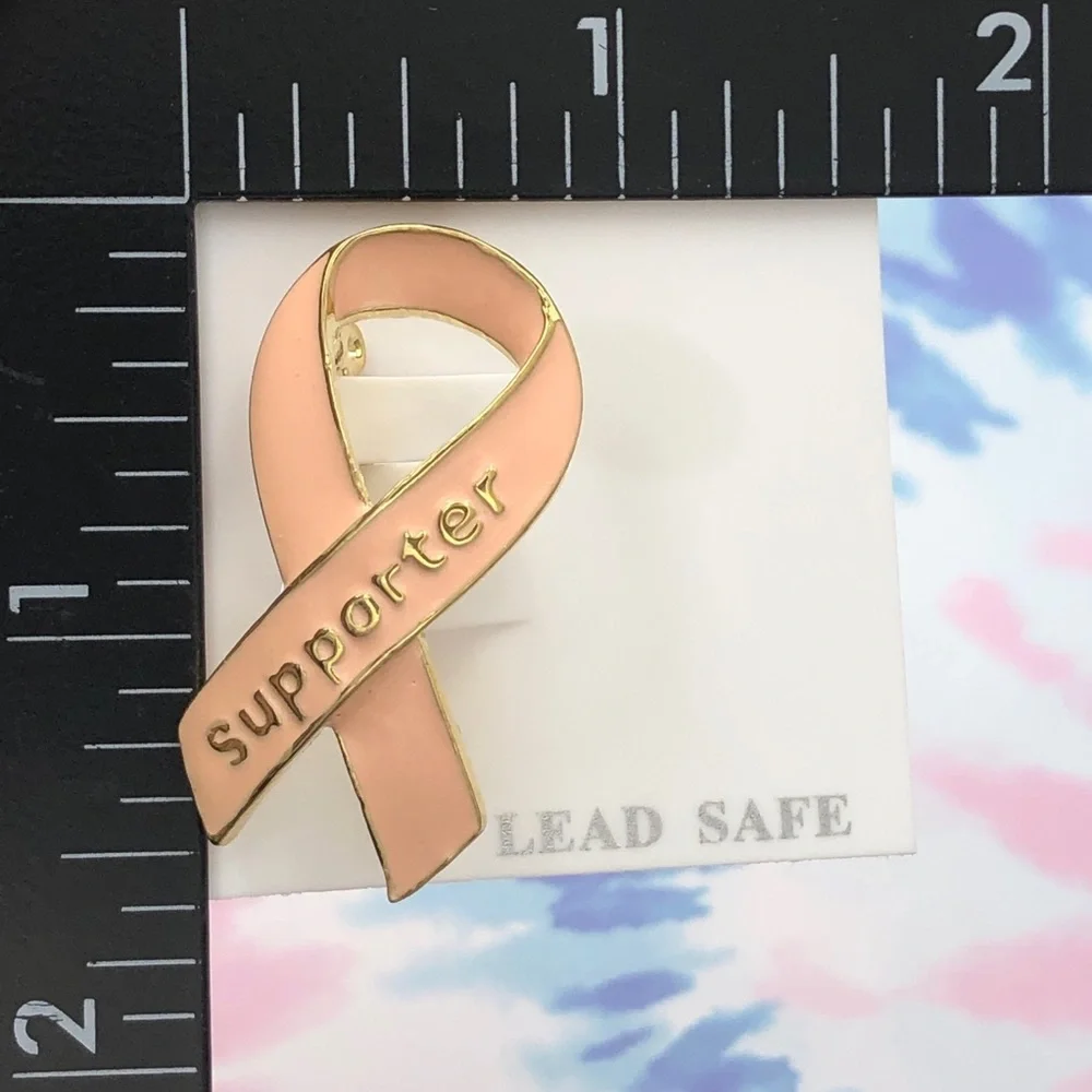 🌼 SUPPORTER Pink Ribbon Cancer Brooch